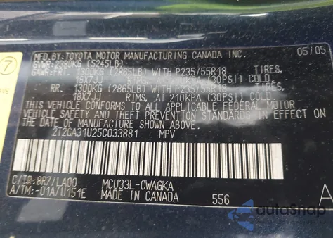 2005 Lexus Rx 330 из США, поврежденный, VIN 2T2GA31U25C033881